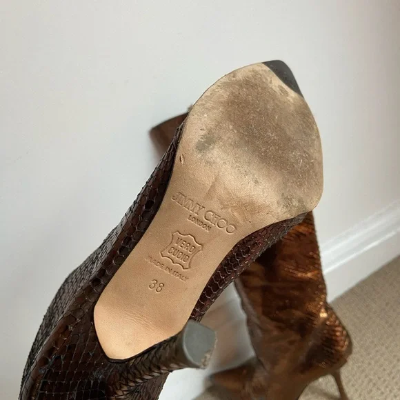 Jimmy Choo Mavis Python Metallic Boots - Picture 13 of 16